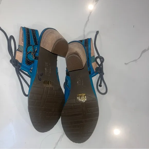 L'Artiste by Spring Step Alejandra Leather Ghille Sandals 10 or 41