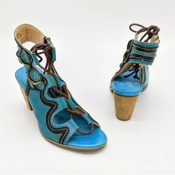 L'Artiste by Spring Step Alejandra Leather Ghille Sandals 10 or 41