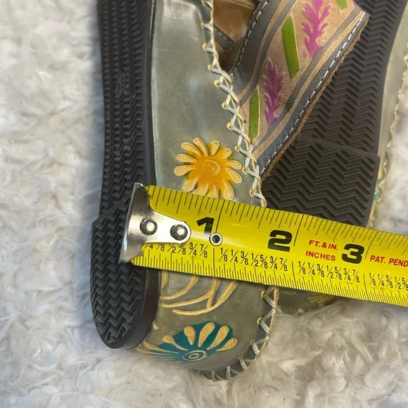L'ARTISTE SANTORINI TOE RING MULTI COLOR SLIDE  WEDGE SANDALS EUR SZ38