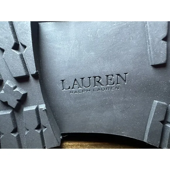 Lauren Ralph Lauren Everly Riding Boot Black Leather Knee High Women's 6.5B NEW