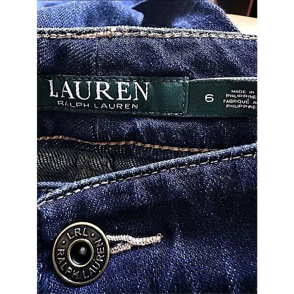Lauren Ralph Lauren High-Rise, Wide-Leg, Dark Wash Jeans - Size 6  ***Item: 0351