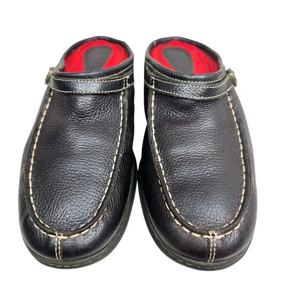 Lauren Ralph Lauren Womens Mule Loafer Clog Pebbled Brown Leather‎ Slip On 6.5-7