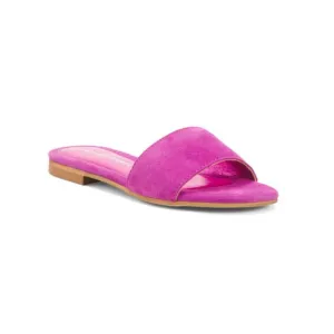 LES ITALIENNES fuchsia Made In Italy Suede Slide Sandals