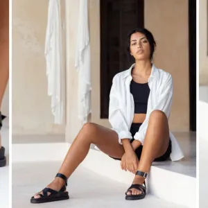 LIBERTE BRONTE GENUINE LEATHER SANDALS.