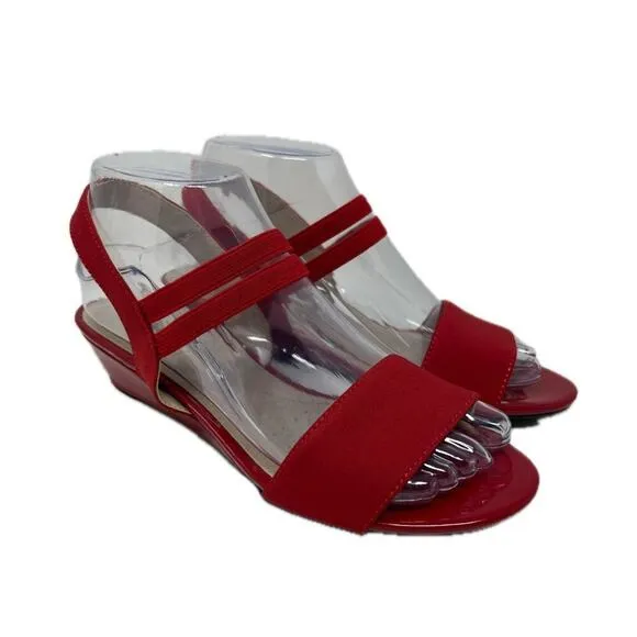 Life Stride Yolo Wedge Slip On Slingback Sandal in Red 7.5