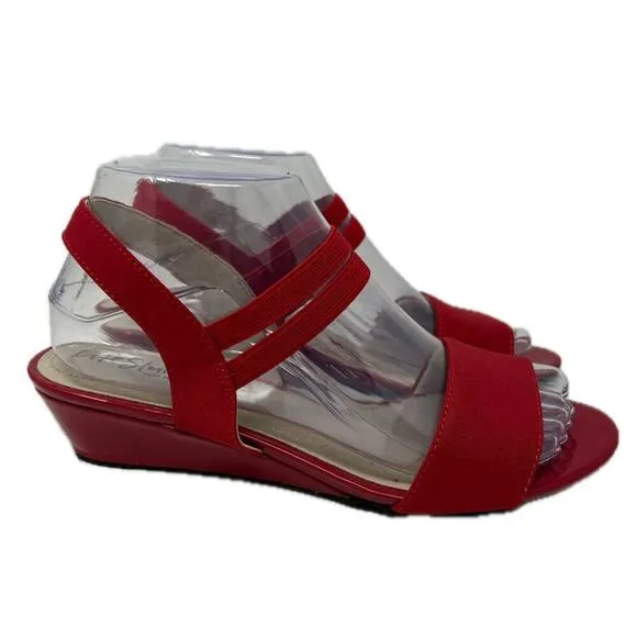Life Stride Yolo Wedge Slip On Slingback Sandal in Red 7.5