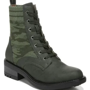 LifeStride Knockout Combat Boots Camo Lug Sole Booties Olive Green Size 8 NEW