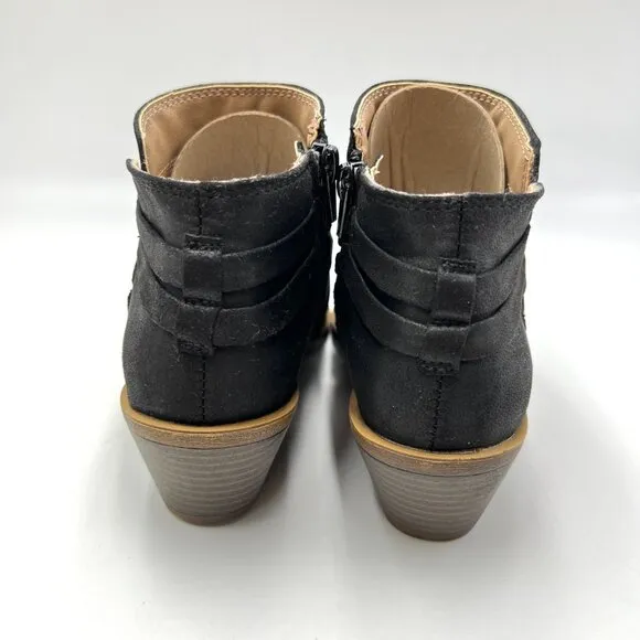 Lifestride Womens Size 6 Black Faux Vegan Leather Ankle Boots Booties Shoes