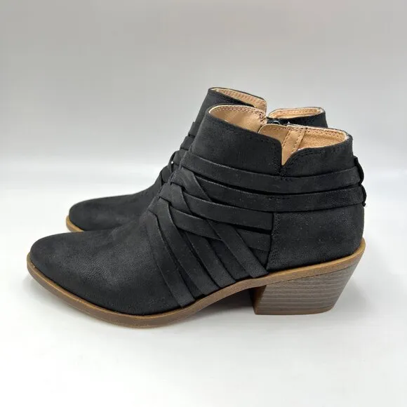 Lifestride Womens Size 6 Black Faux Vegan Leather Ankle Boots Booties Shoes