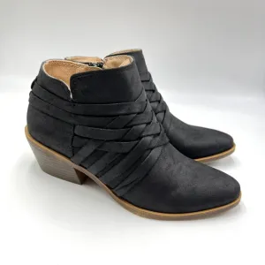 Lifestride Womens Size 6 Black Faux Vegan Leather Ankle Boots Booties Shoes