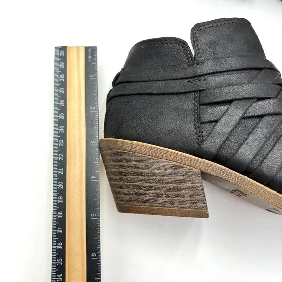 Lifestride Womens Size 6 Black Faux Vegan Leather Ankle Boots Booties Shoes