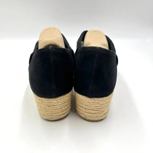 Lifestride Womens Size 9.5M Black Espadrilles Wedges Sandals Shoes
