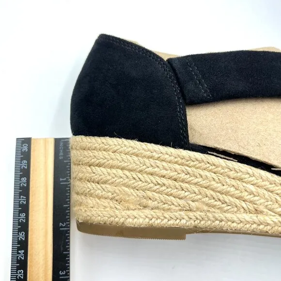 Lifestride Womens Size 9.5M Black Espadrilles Wedges Sandals Shoes