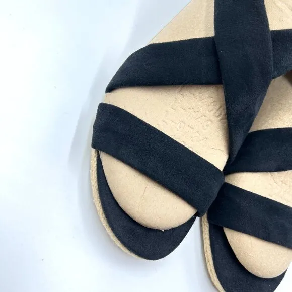 Lifestride Womens Size 9.5M Black Espadrilles Wedges Sandals Shoes