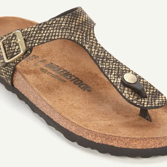 Like New! Birkenstock Women's Metallic Python Gizeh Toe-Post Sandal Sz 40