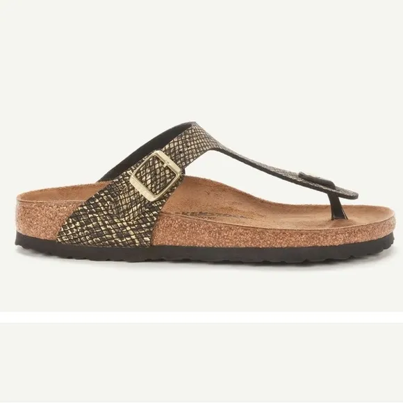 Like New! Birkenstock Women's Metallic Python Gizeh Toe-Post Sandal Sz 40
