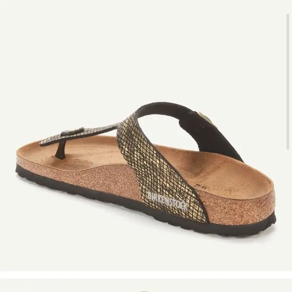 Like New! Birkenstock Women's Metallic Python Gizeh Toe-Post Sandal Sz 40
