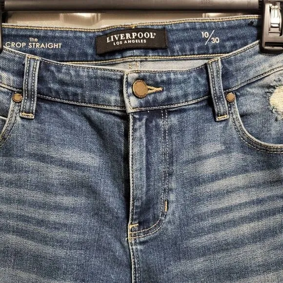 LIVERPOOL - KENNEDY CROP STRAIGHT W/ CUT HEM sz10