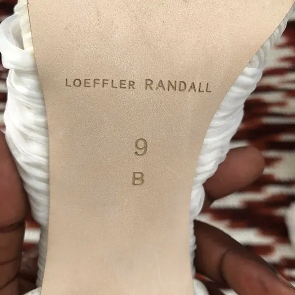 Loeffler Randall Dahlia Pearl Pleated Knot Bow Sandals Mules 3.5” Heels Open Toe