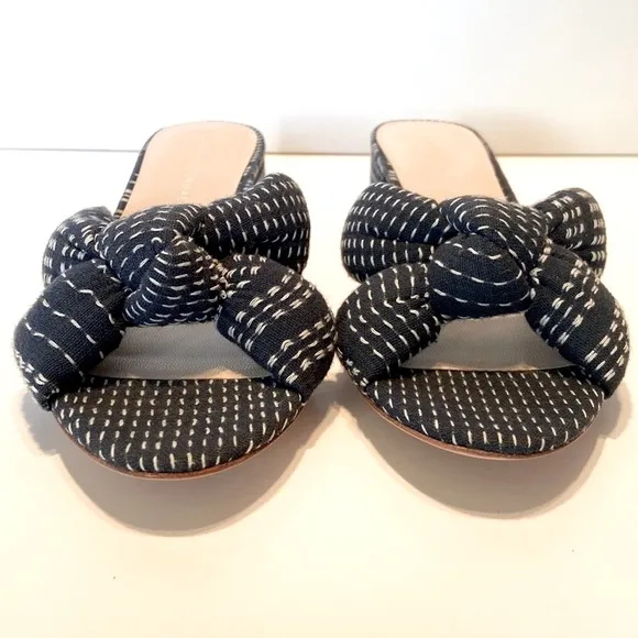 Loeffler Randall Elsie Stitched Denim Mule Sandals Size 7 1/2