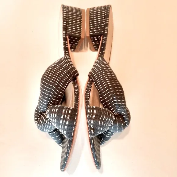 Loeffler Randall Elsie Stitched Denim Mule Sandals Size 7 1/2