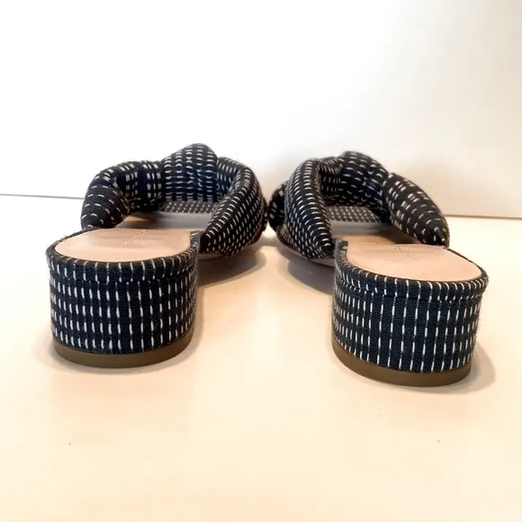 Loeffler Randall Elsie Stitched Denim Mule Sandals Size 7 1/2