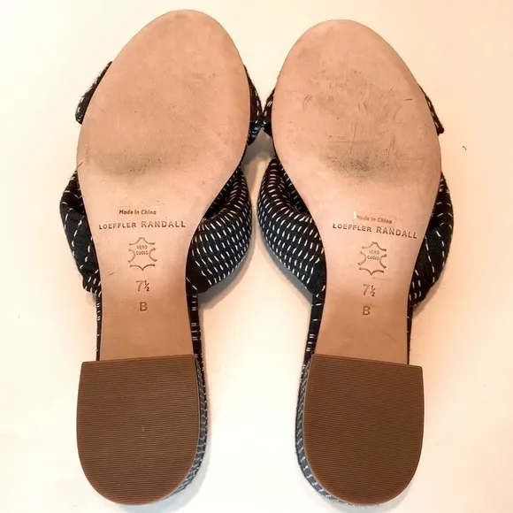 Loeffler Randall Elsie Stitched Denim Mule Sandals Size 7 1/2