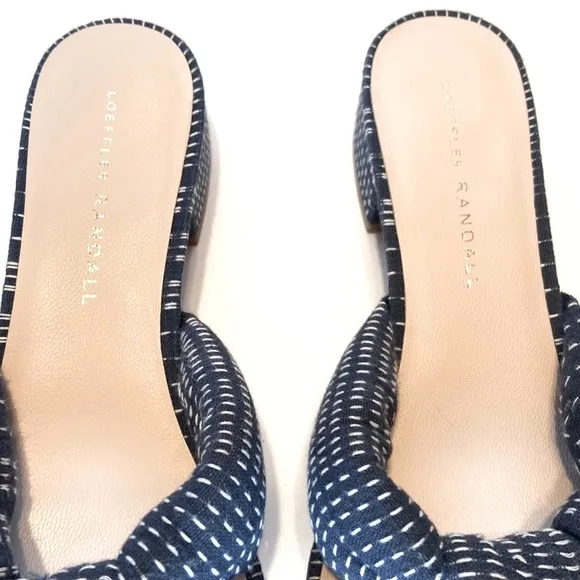 Loeffler Randall Elsie Stitched Denim Mule Sandals Size 7 1/2