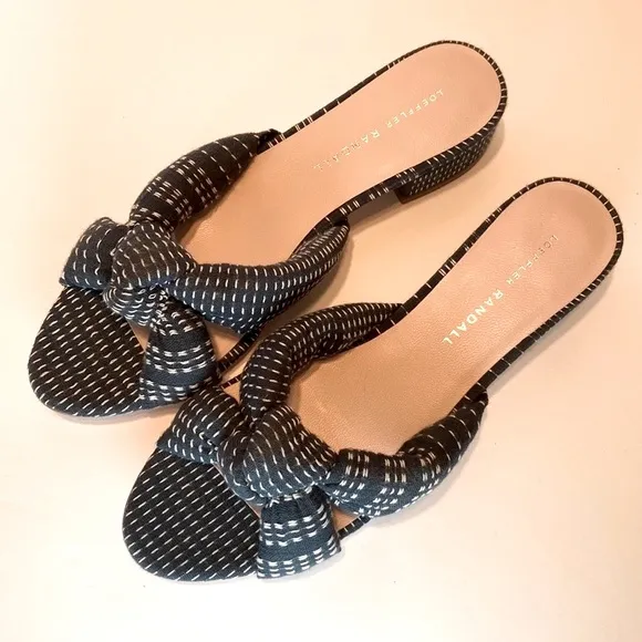 Loeffler Randall Elsie Stitched Denim Mule Sandals Size 7 1/2