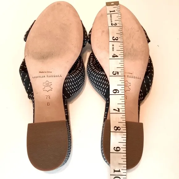 Loeffler Randall Elsie Stitched Denim Mule Sandals Size 7 1/2