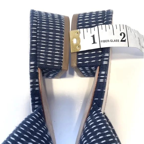 Loeffler Randall Elsie Stitched Denim Mule Sandals Size 7 1/2