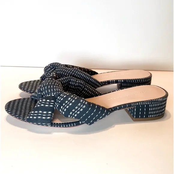 Loeffler Randall Elsie Stitched Denim Mule Sandals Size 7 1/2