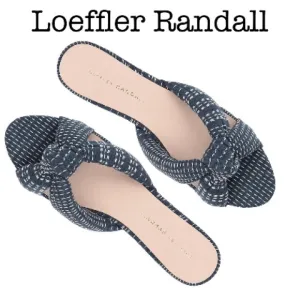 Loeffler Randall Elsie Stitched Denim Mule Sandals Size 7 1/2