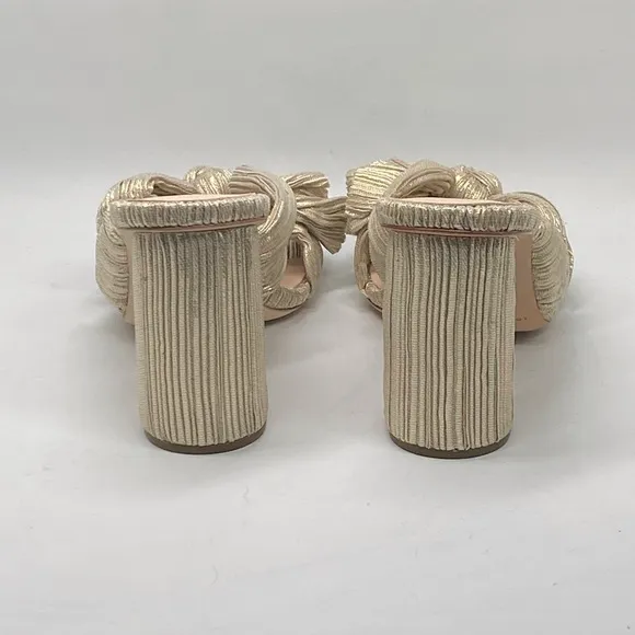 Loeffler Randall Penny Platinum Pleated Bow Heel Sandals size 7