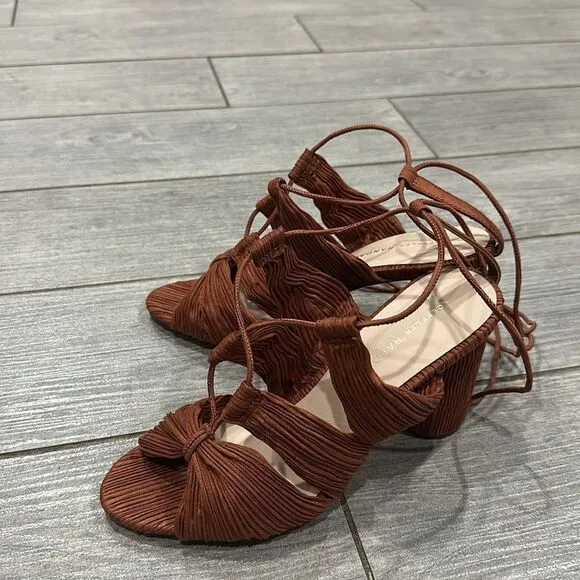 Loeffler Randall Teresa Pleated Lace-Up Sandals New!