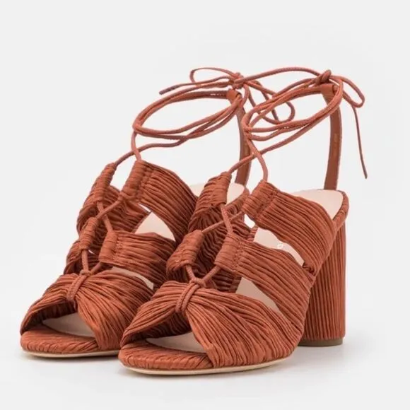Loeffler Randall Teresa Pleated Lace-Up Sandals New!