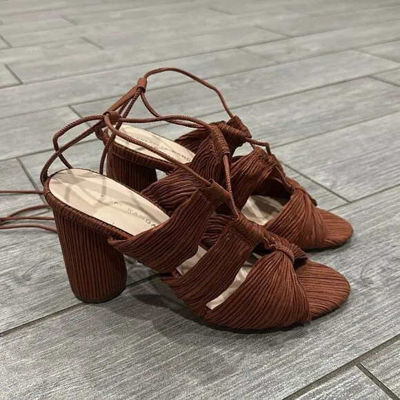 Loeffler Randall Teresa Pleated Lace-Up Sandals New!