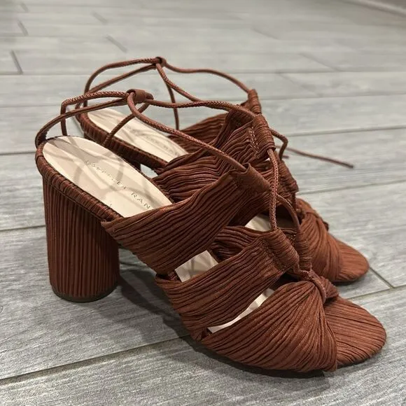 Loeffler Randall Teresa Pleated Lace-Up Sandals New!