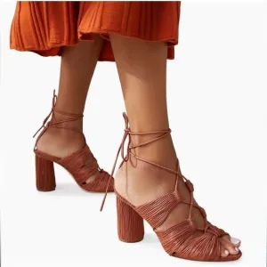 Loeffler Randall Teresa Pleated Lace-Up Sandals New!