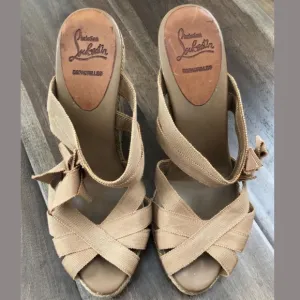 Louboutin Delfin Espadrille Wedge Sandals