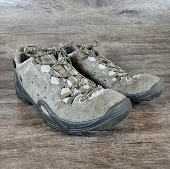 Lowa Elba Gtx Low Suede Leather Hiking Trail Shoes Sneakers Green Womens Sz 7.5