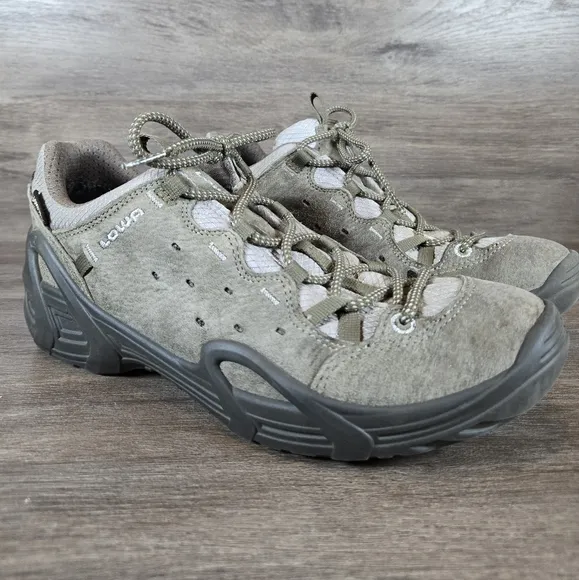 Lowa Elba Gtx Low Suede Leather Hiking Trail Shoes Sneakers Green Womens Sz 7.5