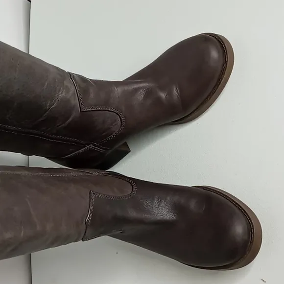 Lucky Brand - Knee High Distressed Leather Boots - Lp-Hippie - Ash Gray - 6.5M