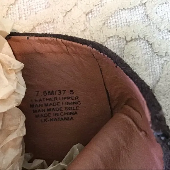 Lucky Brand Natania Ankle Boot Bracken Brown Suede Size 7.5