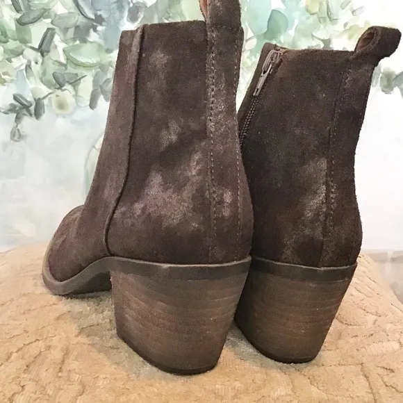 Lucky Brand Natania Ankle Boot Bracken Brown Suede Size 7.5