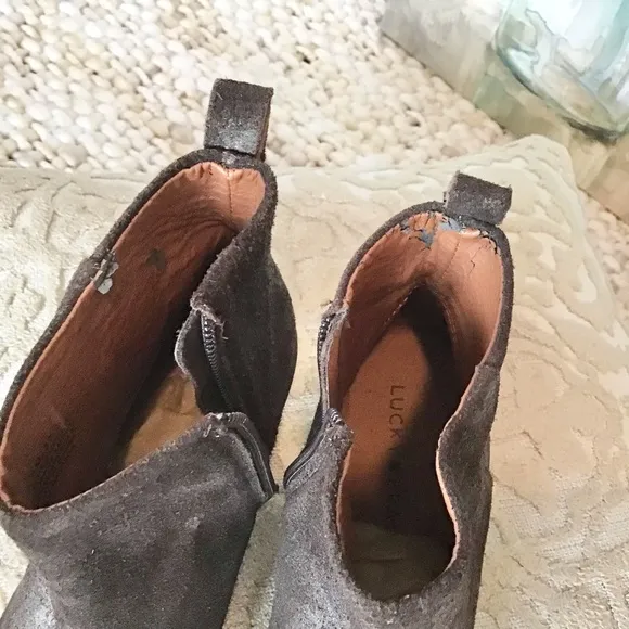 Lucky Brand Natania Ankle Boot Bracken Brown Suede Size 7.5