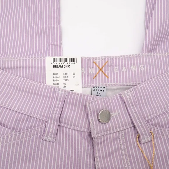 MAC NWT Striped Violet Dream Chic Jeans Ankle Zip Stretch W0-2