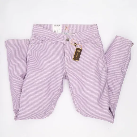 MAC NWT Striped Violet Dream Chic Jeans Ankle Zip Stretch W0-2