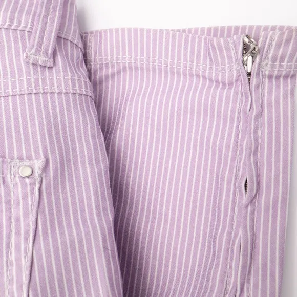 MAC NWT Striped Violet Dream Chic Jeans Ankle Zip Stretch W0-2