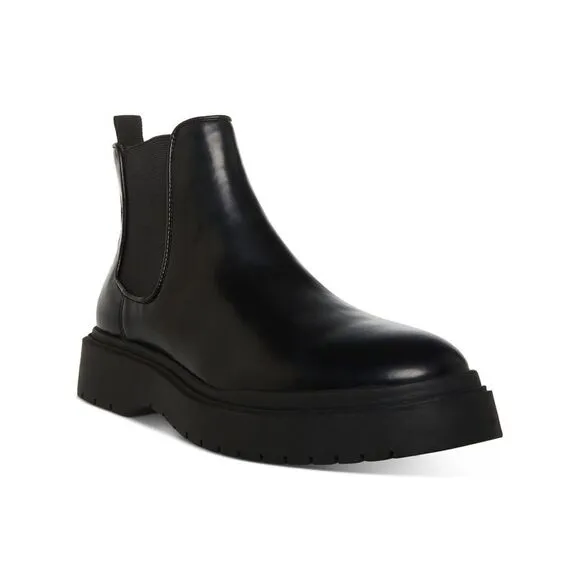 MADDEN Mens Black Goring Comfort Aillem Round Toe Wedge Boots Shoes 11
